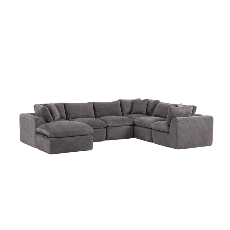 Oversized U-Shaped Sectional Sofa with Ottoman, 7-Seater Modular Chenille Cloud Couch, Deep Seat Frameless Sofa for Living Room, Apartment, Office