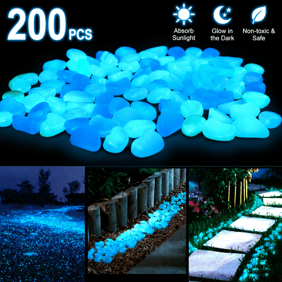 Glow in The Dark Rocks Outdoor, Blue Solar Rocks for Landscaping, Outdoor Decor, Glowing Pebbles for Garden Backyard Patio Lawn Pond Fish Tank Aquarium Decor, Decorations For Walkways