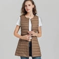 thumbnail image 4 of Chaqueta de plumón ligera de longitud media para mujer, con cuello redondo, ligera, para uso diario en invierno, talla grande, 4 of 5