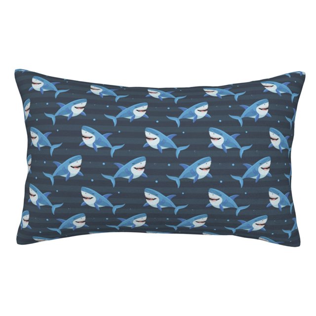 Fotbe Funny Sharks Funda de Almohada Decorativa Estilo Occidental, Lujo en Algodón, Fundas para Almohadas King, Cojín Estampado para Decoración del Hogar-14"x20"