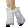 thumbnail image 2 of dianhelloya 1 Pair Faux Fur Leg Warmers with Light Women Stage Performance High Tube Plush Socks for Party White, 2 of 7