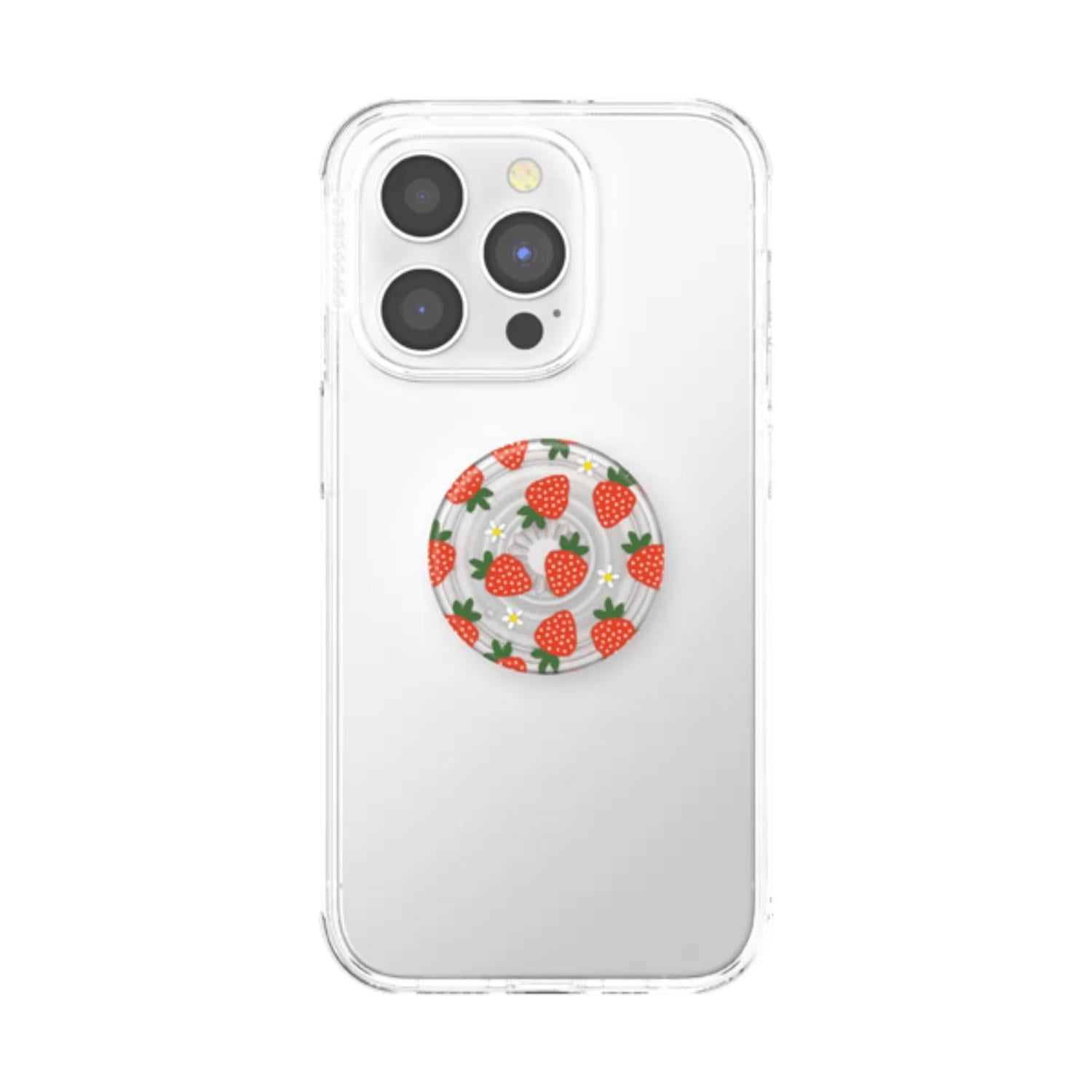 PopSockets Adhesive Plant-Based Phone Grip with Expanding Kickstand, Eco-Friendly and Swappable Top - Strawberry