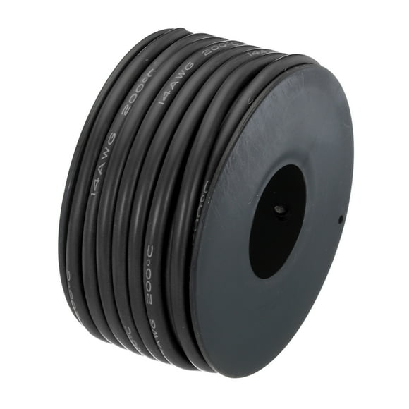 Unique Bargains 14 Gauge Silicone Wire 14AWG Electrical Wire Stranded Tinned Copper High Temp Hookup Spool 24.6ft Black