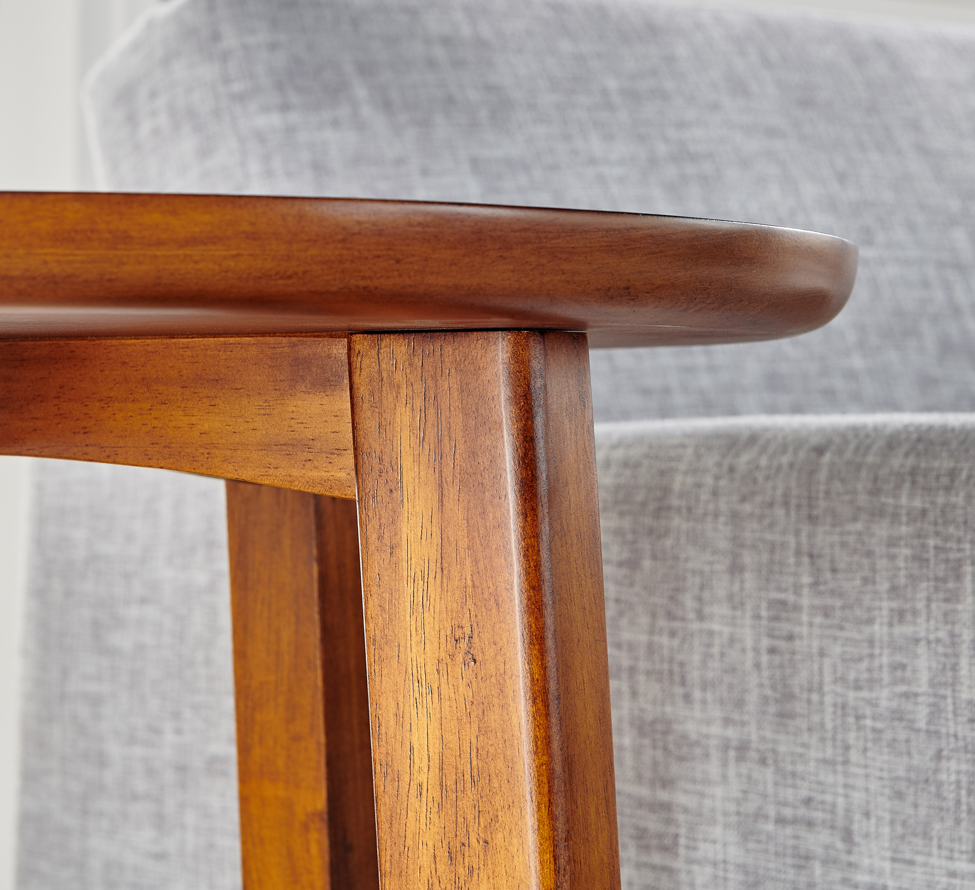 Monterey 20 in. Round Mid-Century Modern Wood End Table with Floating Shelf, Accent Furniture, Warm Chestnut Finish for Living Room
