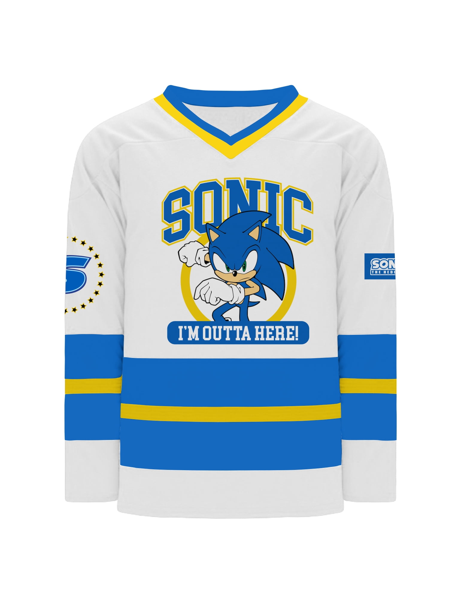 Sonic the Hedgehog Boys and Big Boys I'm Outta Here Graphic Hockey Jersey, Sizes 4-18