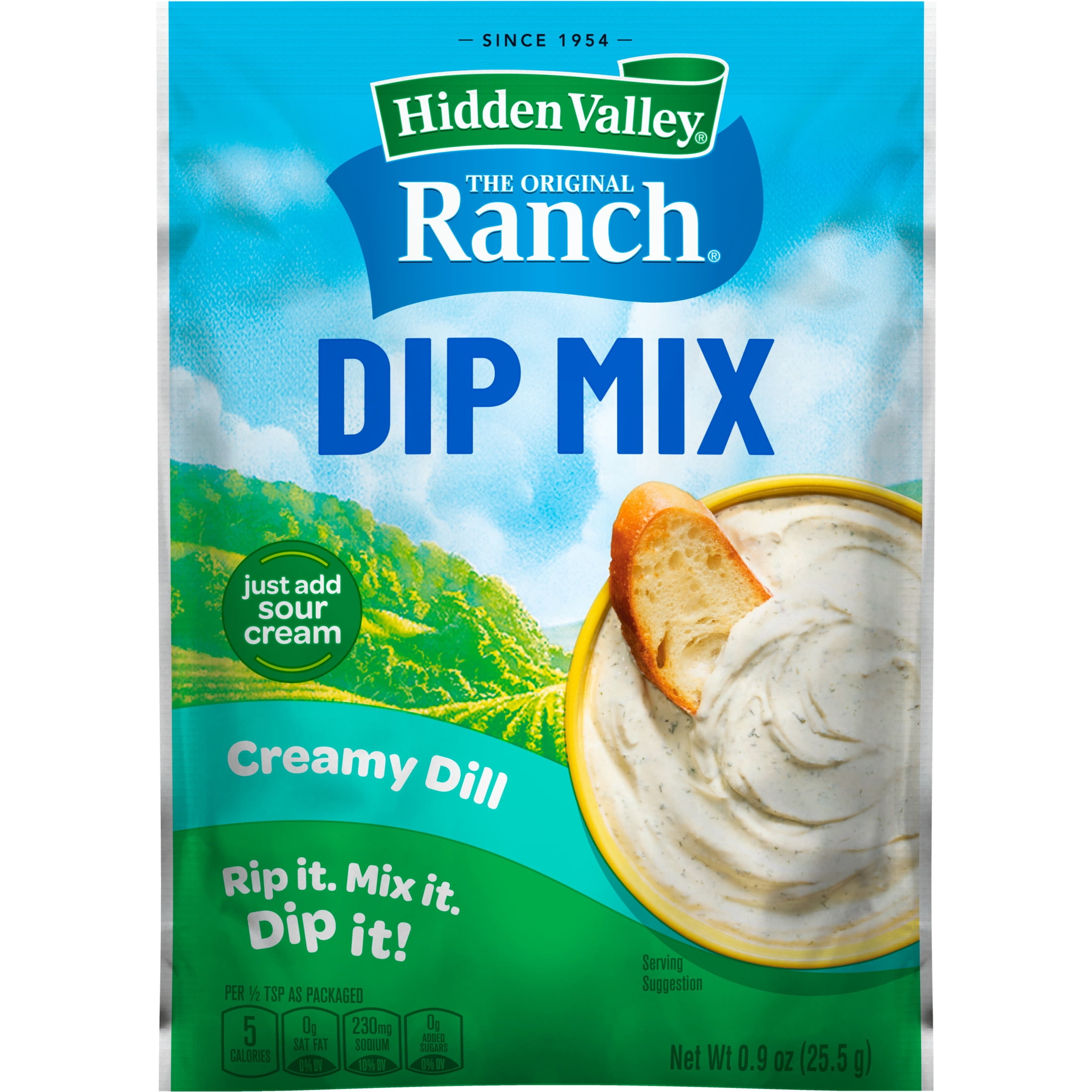 Hidden Valley Creamy Dill Ranch Dip Mix, 0.9 oz Packet