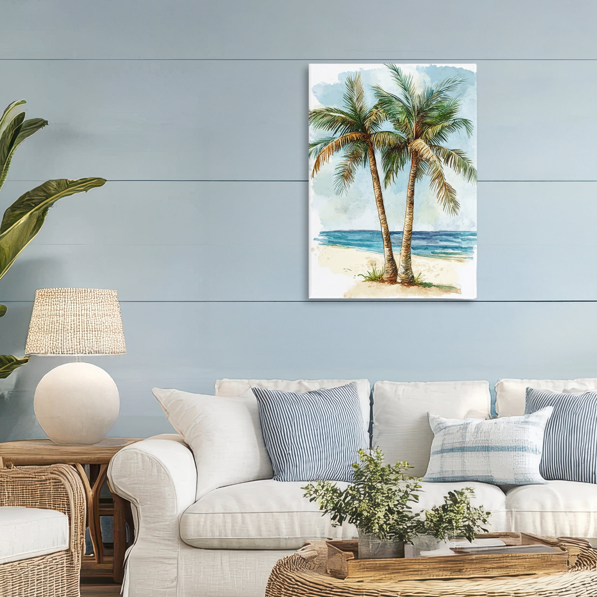Stupell Industries Illustrated Palm Tree Duo Canvas Wall Art, design by Petal Prints Design