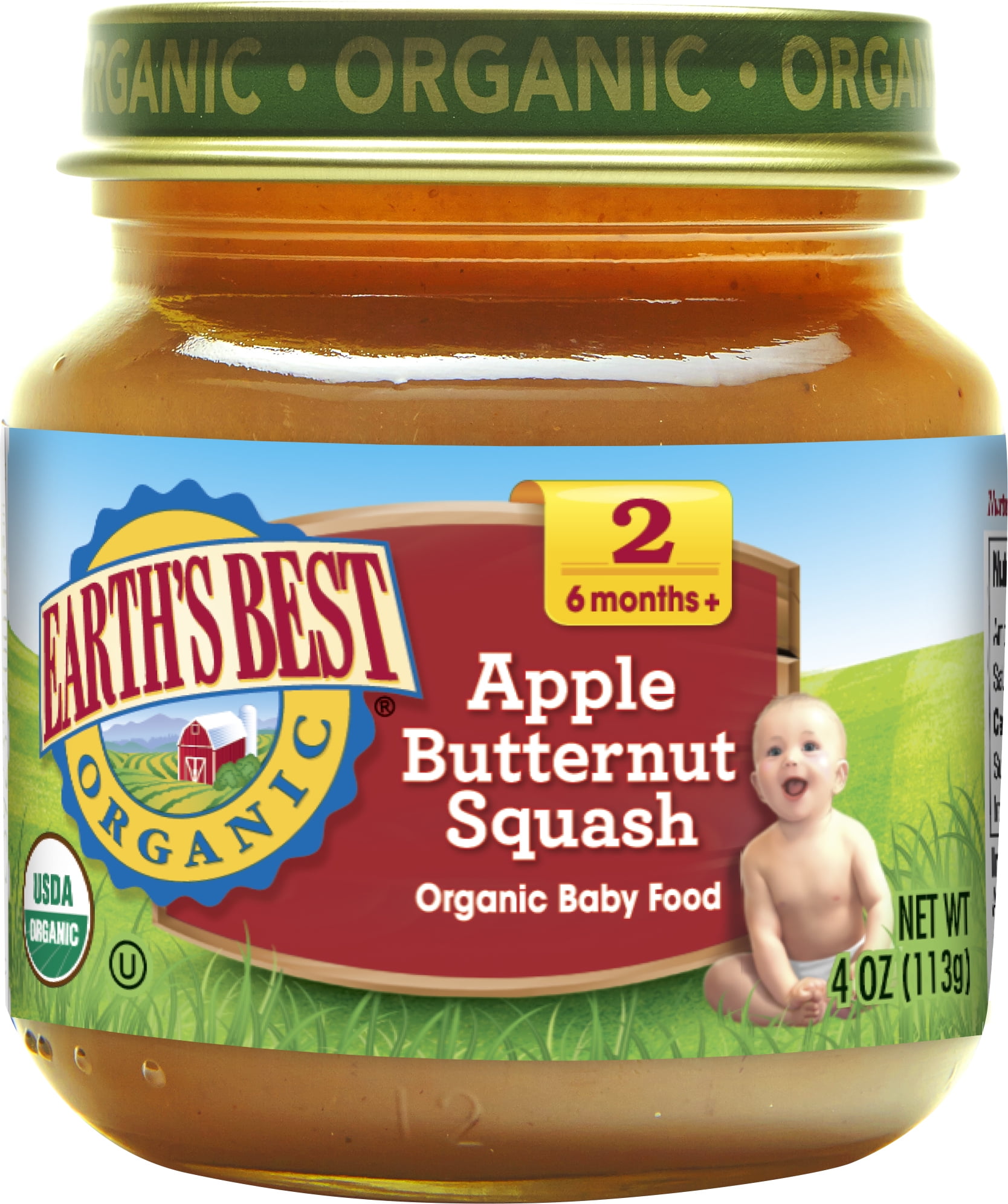 Earth's Best Organic Stage 2, Apple and Butternut Squash Baby Food, 4