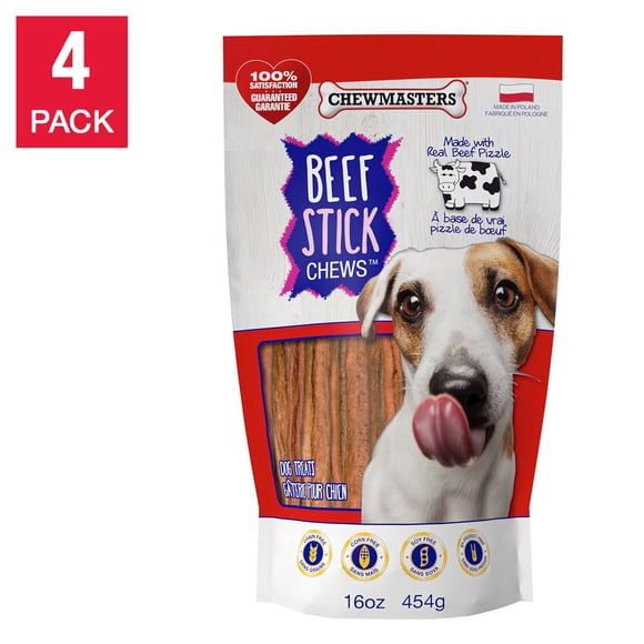 Chewmasters Gâteries pour Chiens en Bâtonnets de Bœuf 4 x 454 g