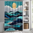 thumbnail image 3 of Abstract Blue Black Wave Fabric Shower Curtain Sky Modern Art Washable Shower Curtains for Bathroom, Waterproof Bath Curtain with Hooks Home Decor 72x72in, 3 of 8