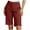 Burgundy, variant on Wyobmus Chino Shorts for Women Elastic High Waisted Casual Work Shorts Slim Fit Button Twill Shorts Olive Green