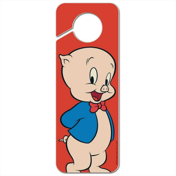 Looney Tunes Porky Pig Plastic Door Knob Hanger Sign