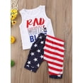 thumbnail image 2 of BemeyourBBs Toddler Baby Boys 4th of July Outfits Summer Clothes Patriot Fourth of July Independence Day Clothes Letters Print Sleeveless Shirt Vest Tank Top Star Stripes American Flag Shorts Set, 2 of 8