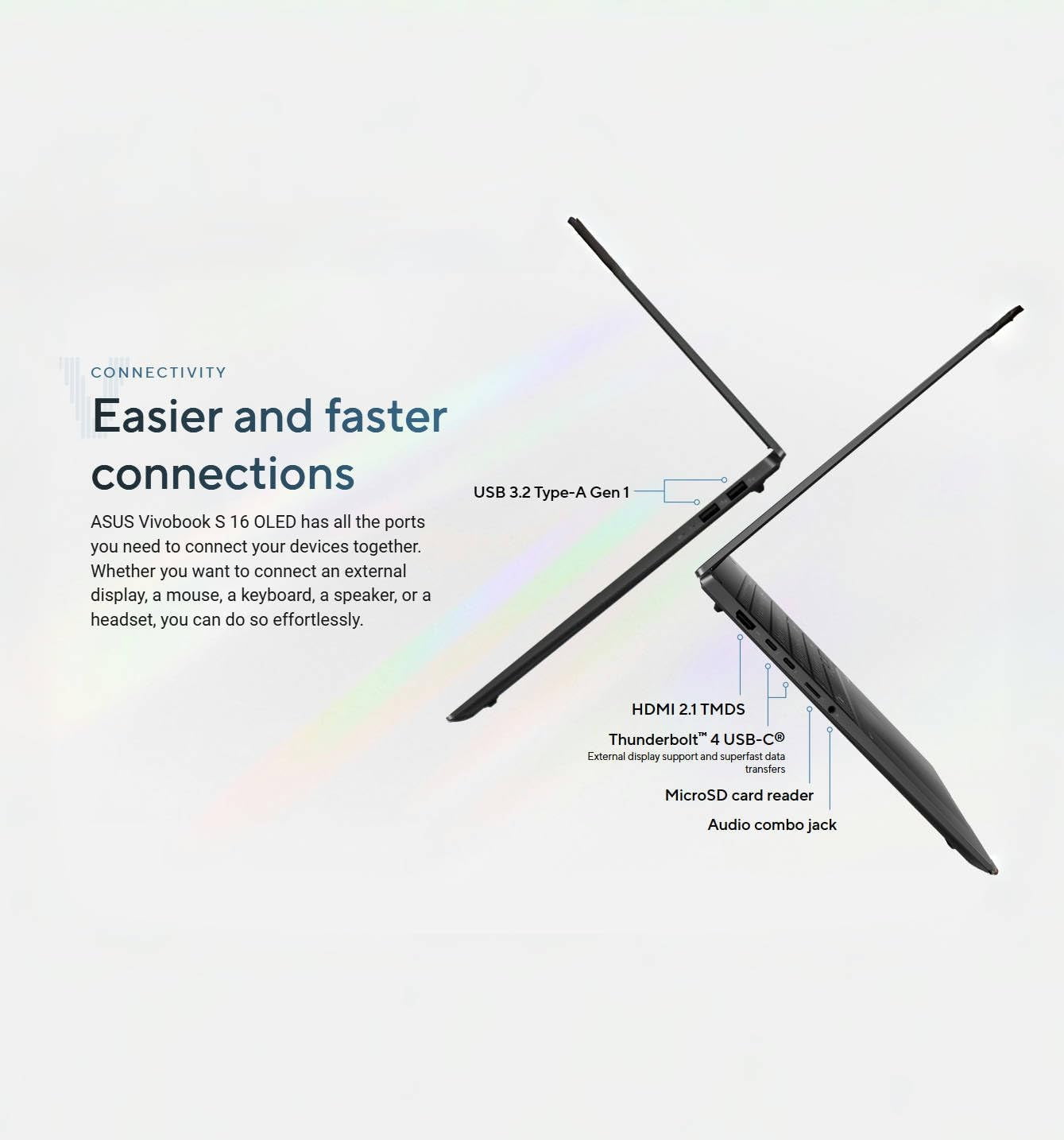 ASUS Vivobook S16 16″ OLED Laptop – Intel Core Ultra 9 285H Beat AMD Ryzen 9 8945HS, 32GB RAM| 512GB SSD, 2880×1800 DCI-P3 100%, RGB Backlit Ketboard, Windows 11, Business AI Copilot PC