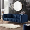thumbnail image 2 of Adalyn Sofa Navy Velvet  Biscuit Tufted Lucite Leg Sinuous Springs, 2 of 9