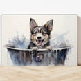 thumbnail image 2 of Swedish Vallhund Cute Dog Cat in Bathtube Pictures Painting Prints, Funny Colorfull Animals Bathroom Wall Decor Pet Artworks Pet Gift Ready To Hang, Canvas Wall Art, 2 of 5