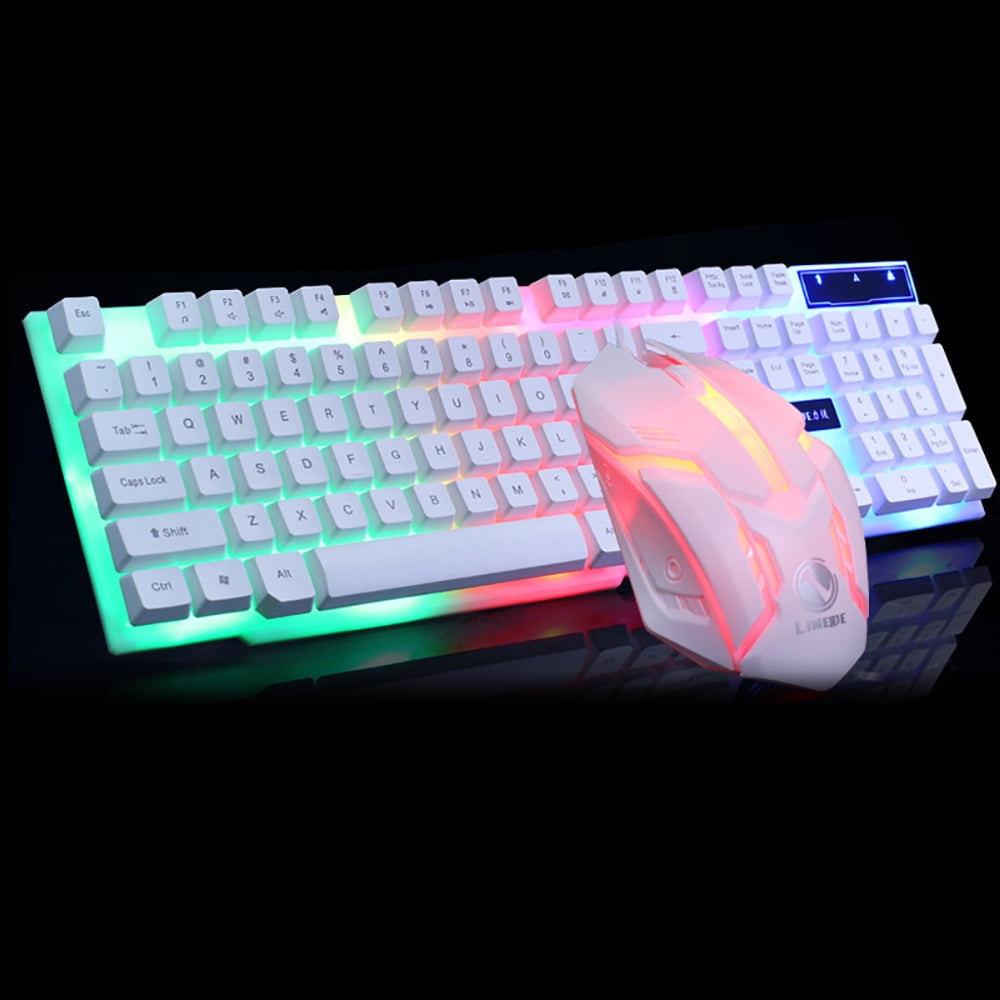 Hotbest White Backlit Keyboard And Mouse Set Usb Wired Keyboard Mouse ...