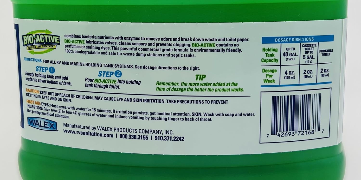 Bio-Active Liquid RV & Marine Holding Tank Deodorizer - Deodorizes Black Holding Tanks - Fragrance Free - 40oz Liquid