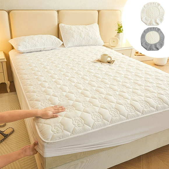 Waterproof Mattress Protector 1PC,Fitted Sheet78.74x59.06x0.39in,cm Polyester Washed Fabric Breathable Comfort for Hotel & Home Use(Gray)