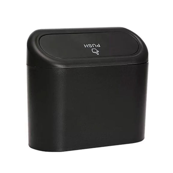 Portable Car Trash Can with Lid, Hanging Vehicle Garbage Bin for Car Door, Seat Back, Organizer Storage Bag for Snacks, Drinks, Paper Towels - Black