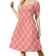 thumbnail image 2 of Checkerboard Mini Check Pattern in Double Blush Pink Sleeveless Dress Woman dresses women formal occasion dresses, 2 of 7