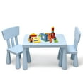 thumbnail image 1 of Gymax Ensemble Table pour Enfants et 2 Chaises, Tout-Petit, Activité, Jeu, Salle à Manger, Bureau d'Étude, Cadeau pour Bébé, Bleu, 1 of 9