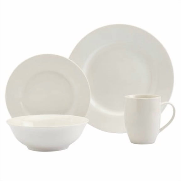 16pc Porcelain Dinnerware Set White - Solid Dishware Set, Service for 4, Dishwasher & Microwave Safe