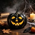 thumbnail image 6 of Tryvkinvive Black Distressed Jack O Lantern LED Light 6.7",Light Up Pumpkin Decor,Halloween Decoration for Porch Steps Desktop Indoor Outdoor, 6 of 6