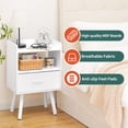 thumbnail image 2 of Modern NightStand with Fabric Drawer, Mid Century Modern Bedside Table with Open Shelf, Wood End Side Table for Bedroom Living Room, White, 2 of 8