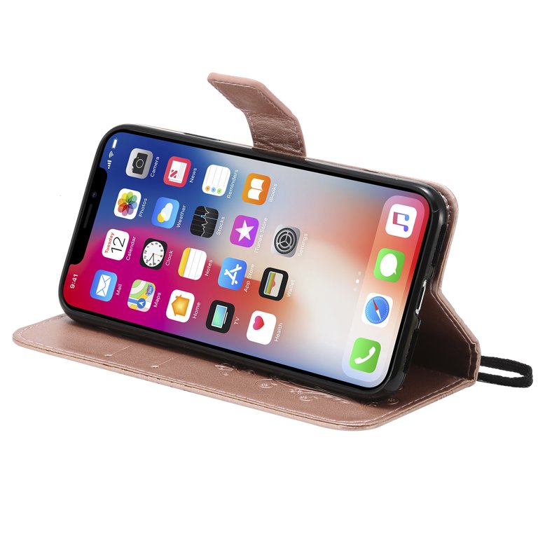 iPhone X/ XS Wallet case, Allytech Pretty Retro Embossed