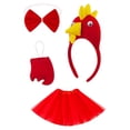 thumbnail image 2 of 4x Disfraz de Pollo de Dibujos Animados Lindo Disfraz de Gallo Accesorios para Cumpleaños y Vacaciones Rojo, 2 of 8