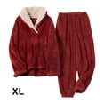 thumbnail image 4 of Conjunto de pijamas de franela de otoño e invierno Minnieouse para mujer terciopelo cálido Pijama Vino XL, 4 of 6