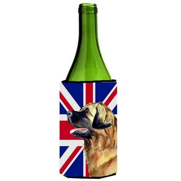 Leonberger With English Union Jack British Flag Wine bottle sleeve Hugger - 24 Oz.