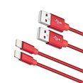 thumbnail image 1 of Câble de Chargeur USB 2 Pi, [2 Pack] ROFAY Cordon de Recharge Rapide USB Compatible avec iPhone 14 Pro Max 13 Plus 12 11 Pro Max TP 8 7 et Plus, Rouge, 1 of 6