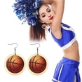 thumbnail image 2 of SUSHANG Earrings Olive Softball Baseball Volleyball Wooden Earrings Leather Earrings Sports Exaggerated European and American, 2 of 9