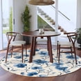 thumbnail image 4 of Spring Abstract Flower Round Area&nbsp;Rug 5ft Blue Flowers Watercolor Non-Slip&nbsp;Washable Circle Rugs Soft Felt Indoor Floor Mat for Bedroom Kitchen Living Room Bathroom, 4 of 9