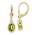 thumbnail image 1 of 14k 8x6mm Oval Peridot Leverback Earrings in 14k Yellow Gold, 1 of 2