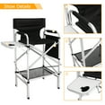 thumbnail image 6 of Omysalon 2 PCS 31" Tall Upgraded Director Makeup Artist Chair Bar Height, Aluminum Frame Supports 300 lbs, Folding Portable with Side Table Storage Bag Black,33.8" L x 19.2" W x 45.6" H, 6 of 9