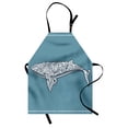 thumbnail image 1 of Nautical Apron Ethnic Whale Fish with Totem Symbol and Kitsch Antique Paisley Pattern, Unisex Kitchen Bib Apron with Adjustable Neck for Cooking Baking Gardening, Slate Blue and White, by Ambesonne, 1 of 3