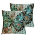 thumbnail image 2 of Nawypu Set of 2 Blue Butterfly Theme Throw Pillow Covers  Wood Grain Cushion Pillow Case Outdoor Sofa Pillows Covers for Couch Living Room Bed Patio Furniture Indoors Home Decor, 2 of 6