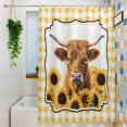 thumbnail image 3 of Yellow Yak Shower Curtain Set, Waterproof Shower Curtains for Bathroom, Sunflowers Checkered Elegant Pastoral Buffalo Washable Fabric Cloth Bath Curtain for Bathtub Decoration with Hooks 48x72 Inches, 3 of 9