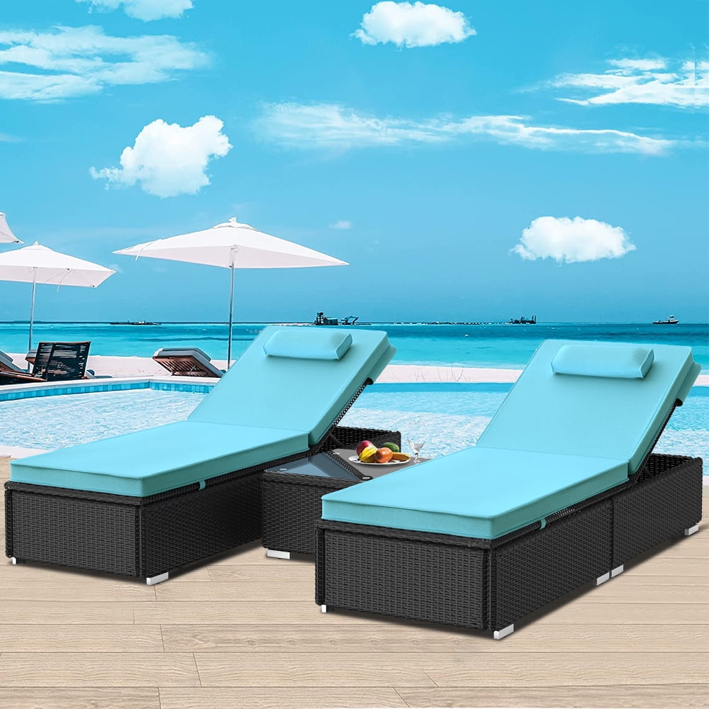 Outdoor Patio Lounge Chairs, YOFE Modern 3 Piece Wicker Patio Lounge