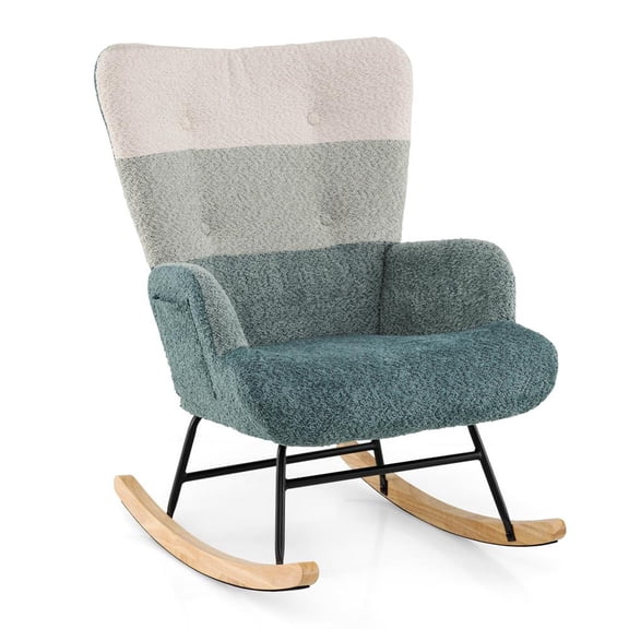 Topcobe Nursery Rocking Chair with Ergonomic Armrests and High Backrest, Modern Furniture for Living Room, Practical, Easy to Assemble