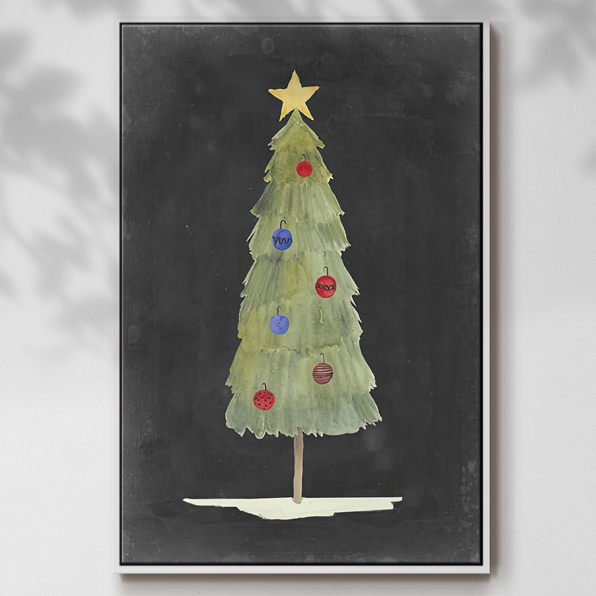 Christmas Glow II - Framed Gallery Wrapped Holiday Canvas - 27 x 41 - White Frame