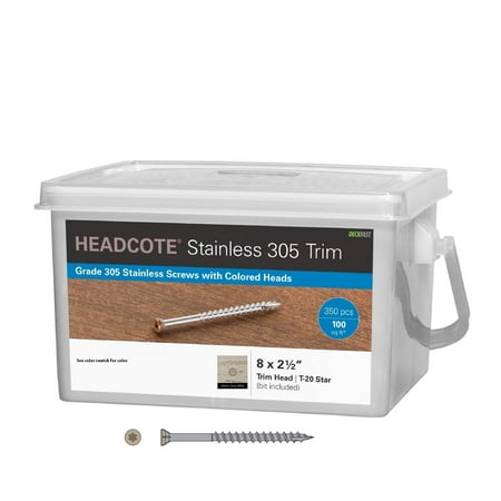 

Headcote Trim Screws - #8 x 2-1/2 - #54 Warm Gray- 305 Stainless Steel - 350 Pc Deck Pack