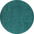 thumbnail image 1 of Ahgly Company Machine Washable Indoor Round Solid Turquoise Blue Modern Area Rugs, 6' Round, 1 of 4