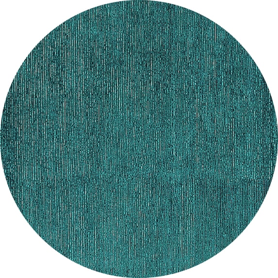 Ahgly Company Machine Washable Indoor Round Solid Turquoise Blue Modern Area Rugs, 6' Round