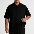 thumbnail image 4 of DeHolifer Mens Shirts Plus Size Button Down Solid Color Short Sleeve Casual Summer Shirts Black L, 4 of 7