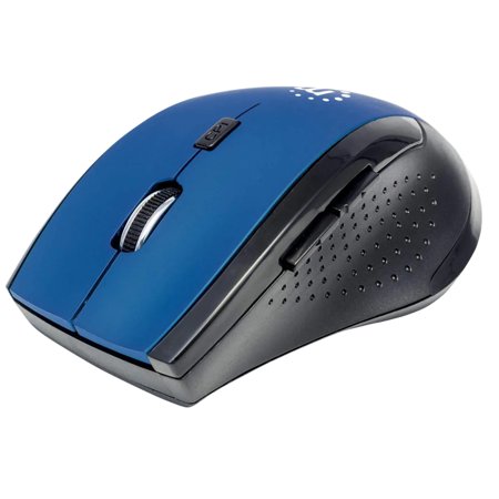 UPC: 0766623179294 | Manhattan Curve Wireless Optical Mouse – Five Button with Scroll Wheel  1600 dpi  Blue/Black