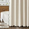thumbnail image 5 of Beige Scalloped Shower Curtain Linen Textured with 12 Metal Hooks Cute Heavy Duty Washable Waterproof Neutral Thick Cloth Shower Curtains with Black Border for Bathroom Hotel Bathtub,W72*L72, 5 of 6